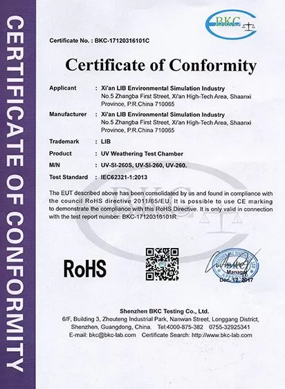 UV Weathering Test Chamber RoHS